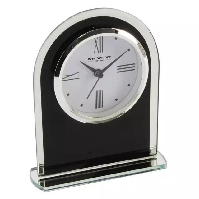 Black Glass Arched Mantel Clock