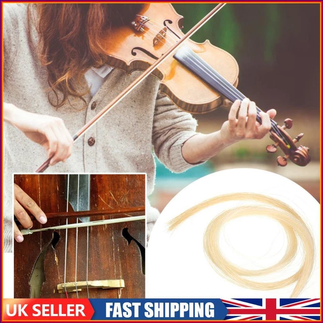 2 Hank Universal Yellow+White Stallion Horse Hair for Violin Bow Instrument Part