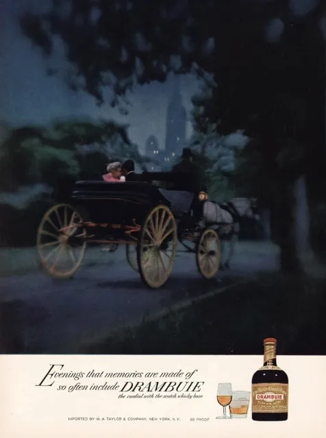 1966 Drambuie: Horse Carriage and Skyline Vintage Print Ad