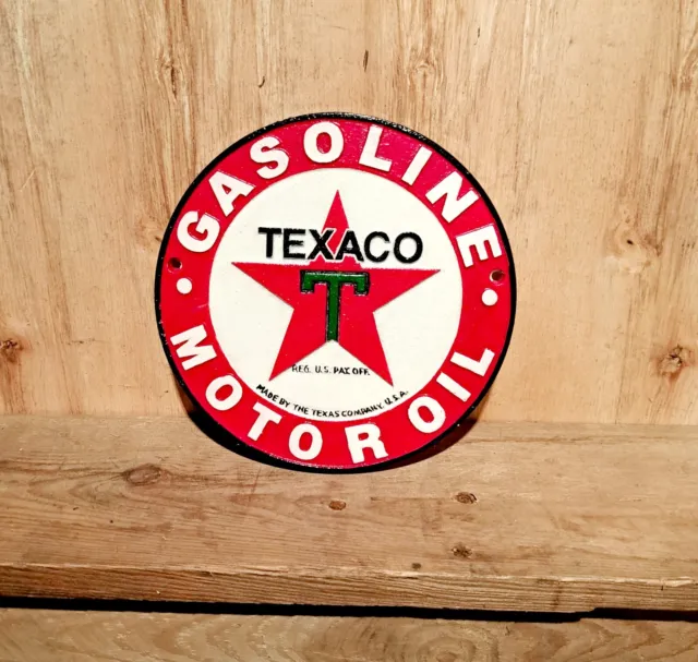 Texaco Motor Oil Sign - Man Cave / Garage Sign - Not Enamel Sign - Cast Iron