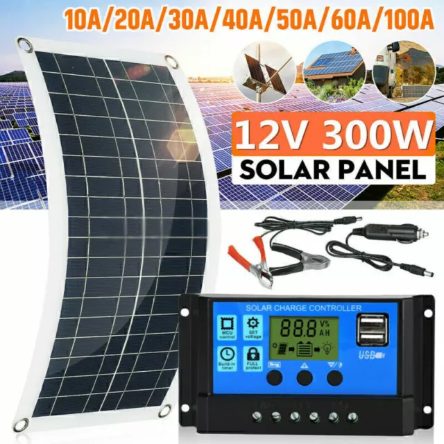 300W Solarpanel Kit + 40-100A Ladegerät Controller für 12V Caravan Boat Out Z6Z3