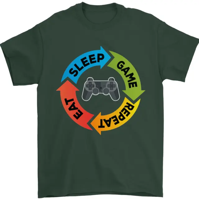 Gamming Eat Sleep Game Repeat Gamer Mens T-Shirt 100% Cotton 2
