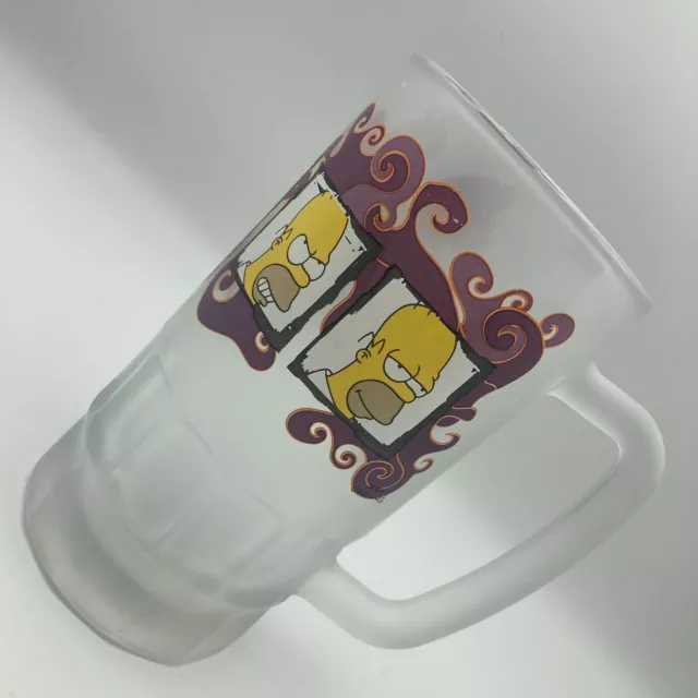 Vintage The Simpsons Homer Simpson Frosted Glass Beer Stein/Tankard 1999 Fox