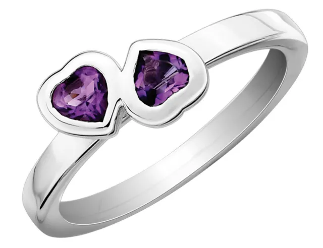 Amethyst Double Heart Ring 2/5 Carat (ctw) in Sterling