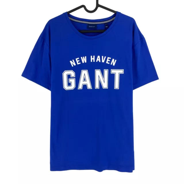 GANT Azul Logo Cuello Redondo Camiseta de Manga Corta Talla XL