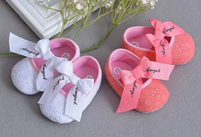 Elegante Bambino Neonato Battesimo Scarpe Ricamo Passeggino Pizzo