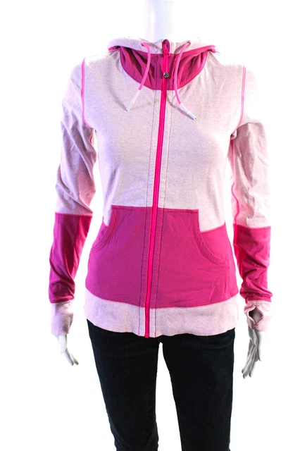Lululemon Womens Cotton Long Sleeve Full Zip Drawstring Jacket Light Pink Size 4