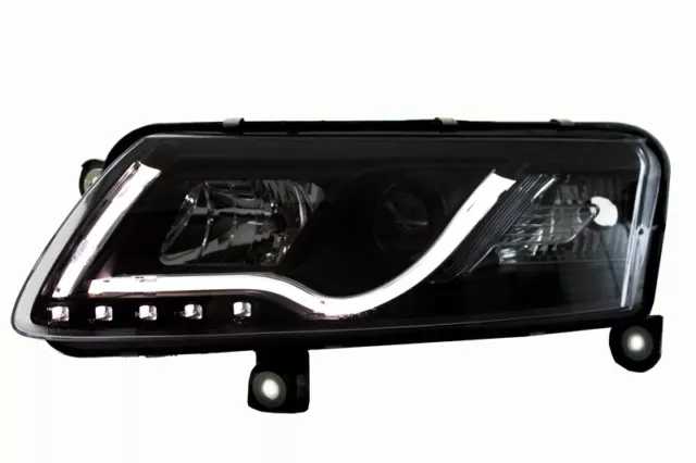 Scheinwerfer Light Tube Set für Audi A6 4F Bj. 04-08 Schwarz Tagfahrlicht Optik 2