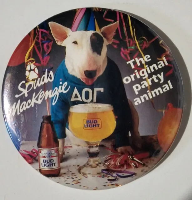 Spuds MacKenzie Budweiser Pinback 3" Original Party Animal Button Vintage 🍺🍺🍺