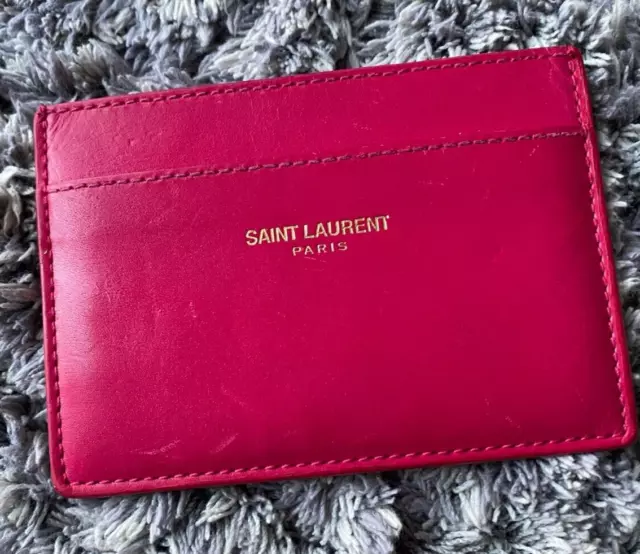 Auth Saint Laurent YSL Paris Card Case / Wallet / Holder, Pink　Business Credit