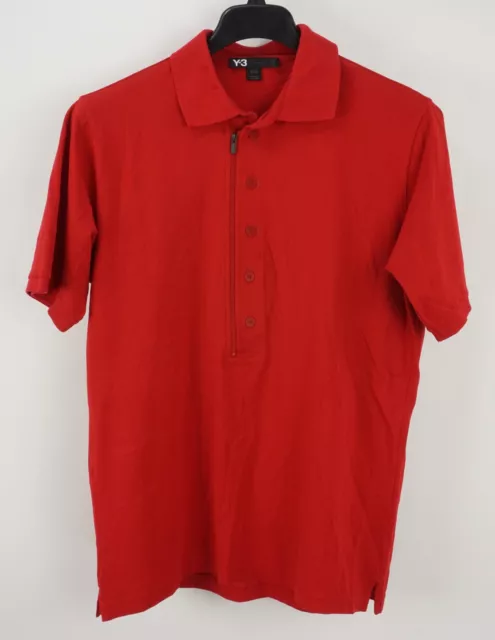 Yohji Yamamoto Y-3 Adidas Men's XL Short Sleeve Red Pique Cotton Logo Polo Shirt