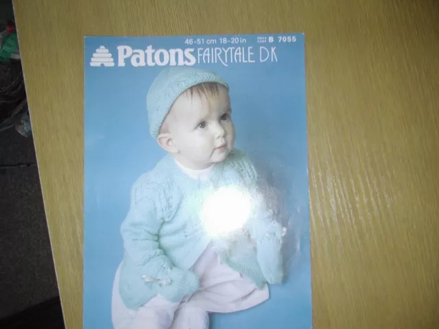 Patons Dk Babys Jacket Hat & Mitts 46-51 Cms  Knitting Pattern