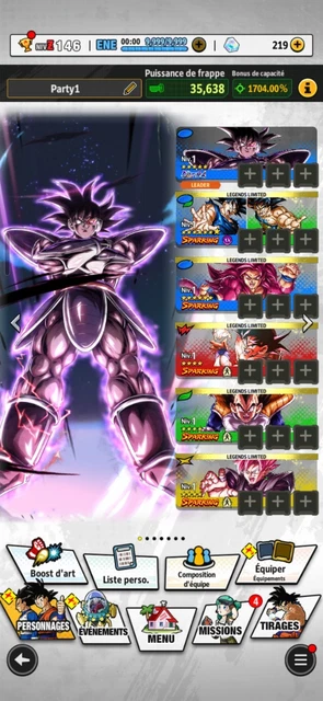 Compte Dragon Ball Legends Niveau 248 - Avec Plus De 200 Personnages Sparking Max Level