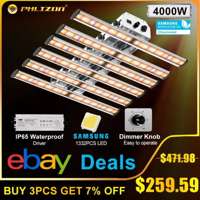 BAR4000 Samsung LED Grow Light Strip 4x4ft Dimmable Commercial Indoor Plant Lamp