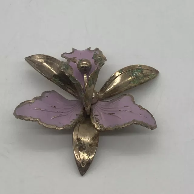 Pink Iris Brooch Vintage Unmarked Hand Made Multiple Settings Early 20's Antique