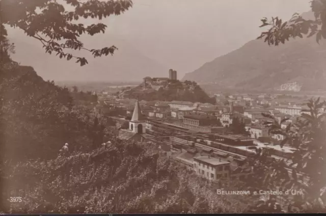 1925  - AK vecchia cartolina Bellinzona e Castello d'Uri - formato piccolo