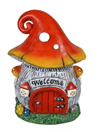 Whimsical Fairy Garden set.: Welcome Mushroom House Forest Figurine 5" X 9"