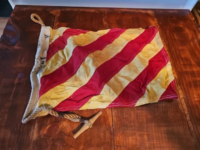 Antique Maritime Nautical Signal Flag Code Y  Dettra Flag Co. Original As Found