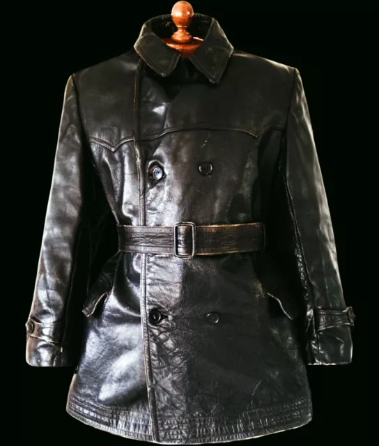 40s WW2 GERMAN LUFTWAFFE Leather Officers Trench Dispatch Tanker Coat Jacket WW1 40s WW2 GERMAN LUFTWAFFE Leather Officers Trench Dispatch Tanker Coat Jacket WW1