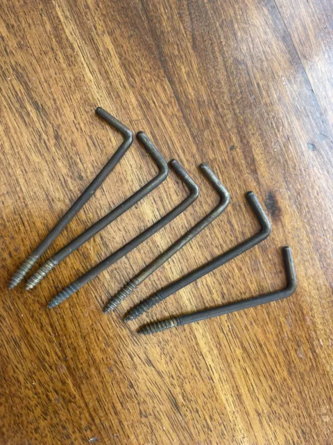 Vintage Lot Of 6 Screw In Wall Hook Primitive Coat Closet Scarf   Hardware