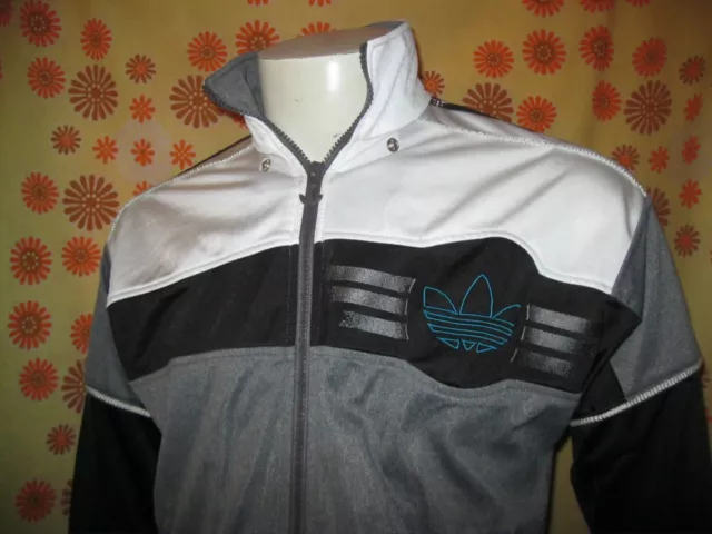 VINTAGE 90S ANCIENNE VESTE de SURV TEMENT ADIDAS T164 S NOIR BLANC
