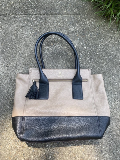Kate Spade Tote Pebbled Leather Brown/Camel/Tan & Black Satchel Purse