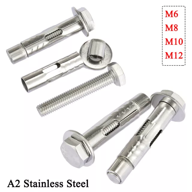 Concrete Hex Head Sleeve Anchors Expanding Bolts M6 M8 M10 M12 A2 304 Stainless