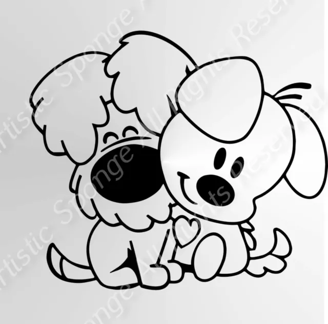 Two hugging dogs Sizes Reusable Stencil Animal Modern Kids Room / Kids152