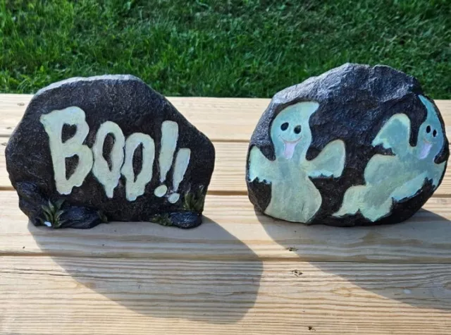 Vintage Spooky Hollow Halloween Ghostly Boo  Landscape Stone Imitation Stone