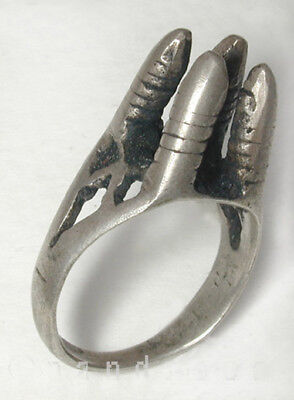 Old Muslim silver ring with four Minarets, Peul tribes from Mali, Africa 1930's