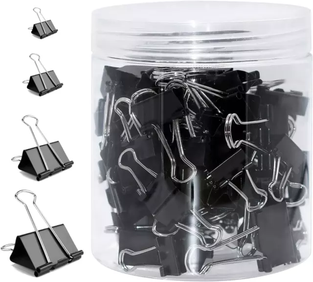 100 Stück Foldback Klammern, Schwarze Binder Clips Klammern Für Tüten Metall Kla