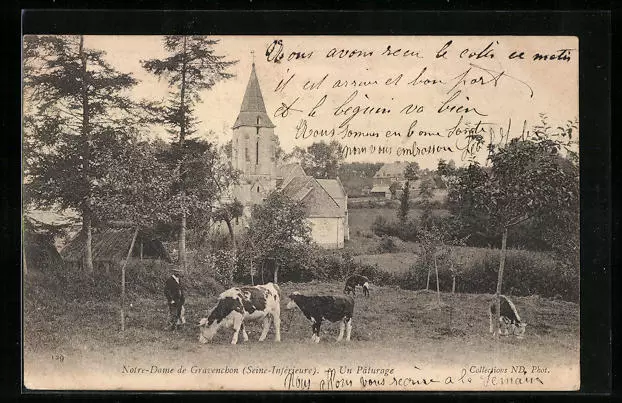 CPA Notre-Dame-de-Gravenchon, Un Pâturage 1905