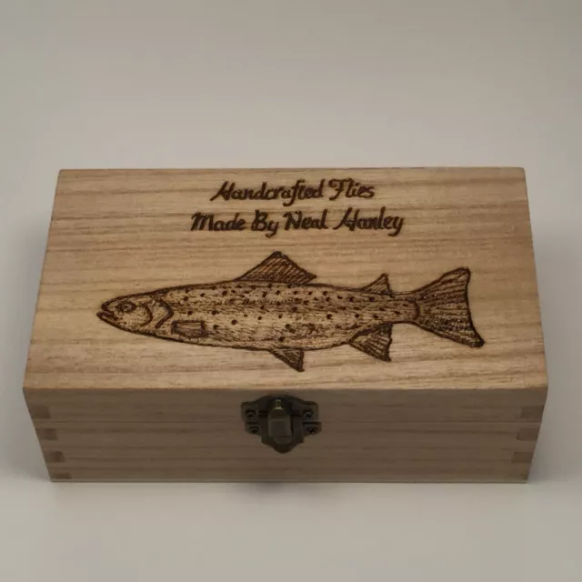 Fly Fishing Box Personalised Free Hand crafted Made From Wood Christmas