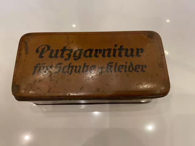 Alte Blechdose Putzgarnitur Antik 24x12x8 cm
