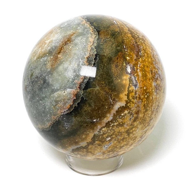 Ocean Jasper Sphere Large Yellow Orbicular Healing Crystal Mineral Ball