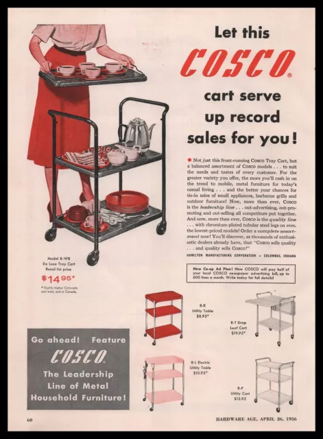 1956 COSCO Columbus Indiana De Luxe Tray Cart MCM Household Furniture Print Ad
