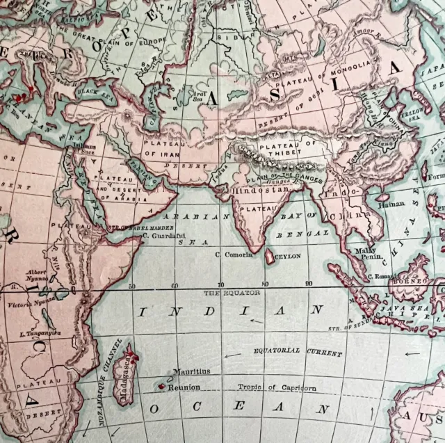 1879 Map Eastern Hemisphere Victorian Atlas Harpers Geography 1st Edition DWAA9