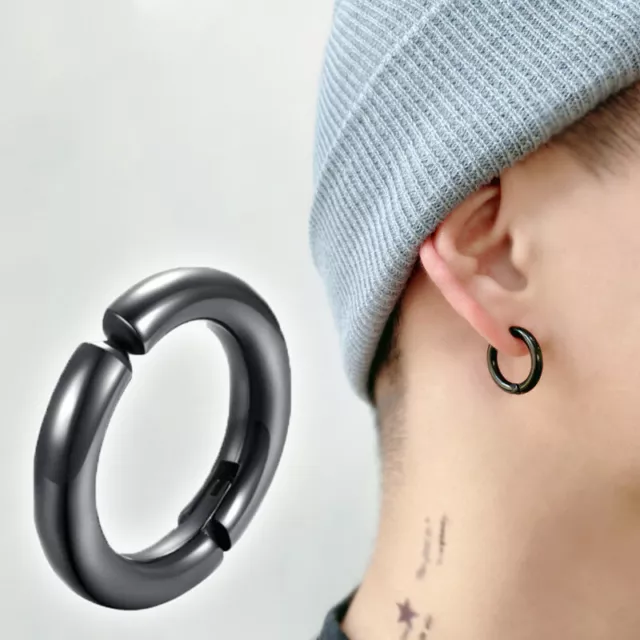 Buy Retractable Earrings No Need Piercing  Fake Nose Ring Goth Punk Lip  Ear Nose Clip On Fake Piercing Nose Lip Hoop Rings Earrings Stainless  Steel Huggie Hoop Earrings for Men Women 