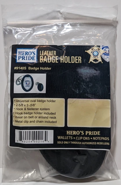 Universal Oval Badge Holder For Belt or Neck Shield 2 5/8 X 3 5/8 NEW Leather