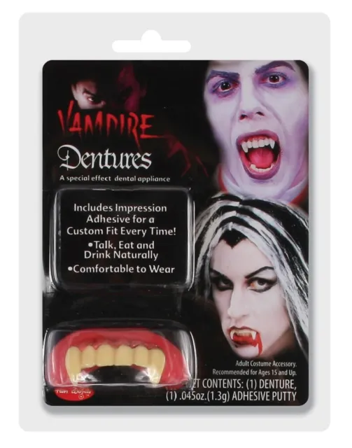 Fun World Vampire Teeth Fangs Dentures Halloween Costume Accessory