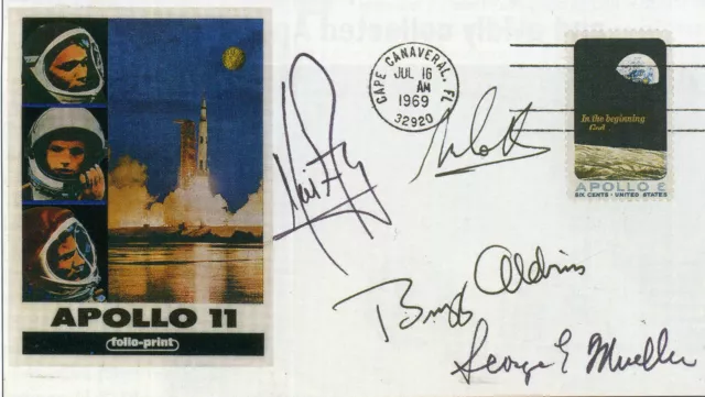 NEIL ARMSTRONG / BUZZ ALDRIN / MICHAEL COLLINS Signed Cover Apollo XI Preprint