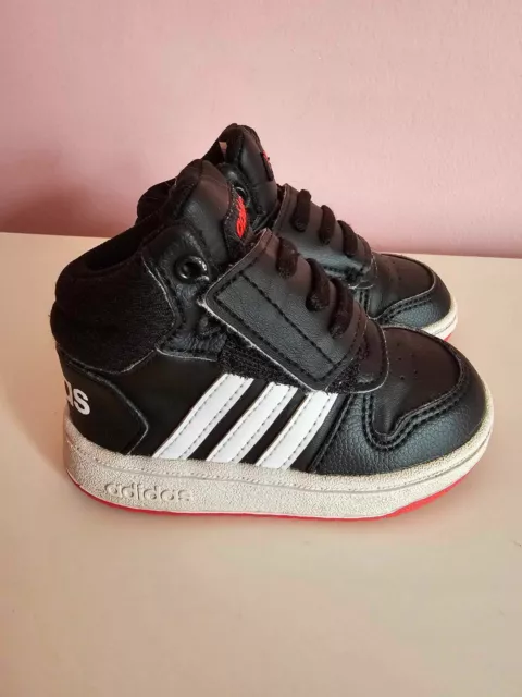 Baby Boys Black Adidas High Tops Trainers Sneakers UK Size 5