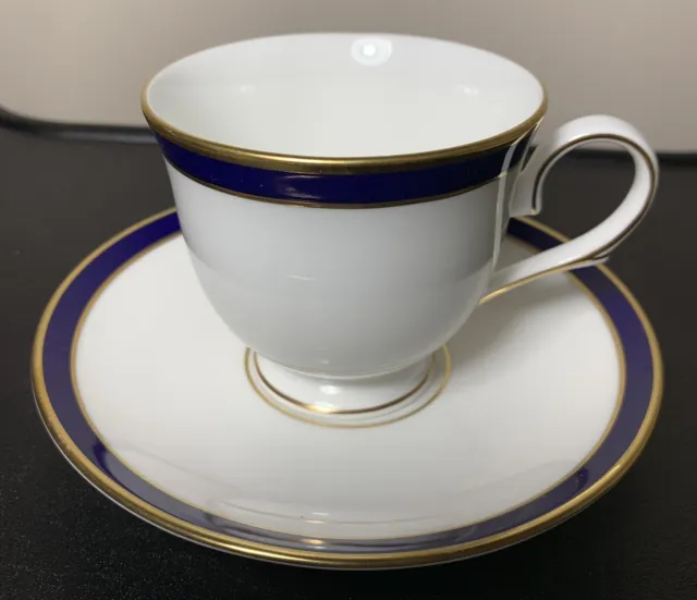 Lenox Tea Cup And Saucer Federal Cobalt Blue With Gold Trim