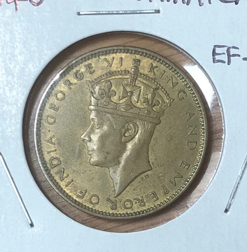 1945 Jamaica One Penny High Grade (Ef-Au) Nickel Brass Coin -Km#32