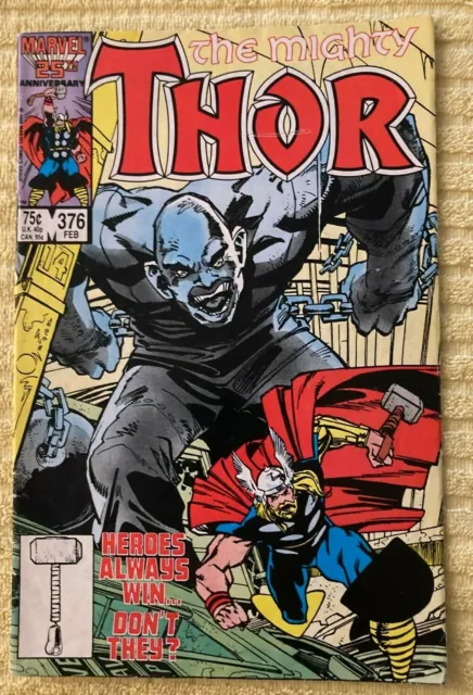 NM142:Comic Book-Marvel 25th Anniversary-The Mighty THOR - Vol 1 #376 Feb 1987