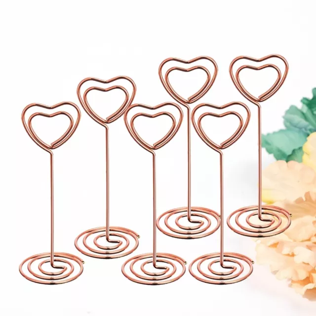 6 Pcs Rose Gold Photo Holder Heart Shaped Photo Clips Clips Table Number Stands