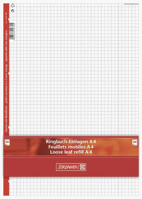 BRUNNEN Ringbucheinlagen, 70g/m², A4, 100 Blatt