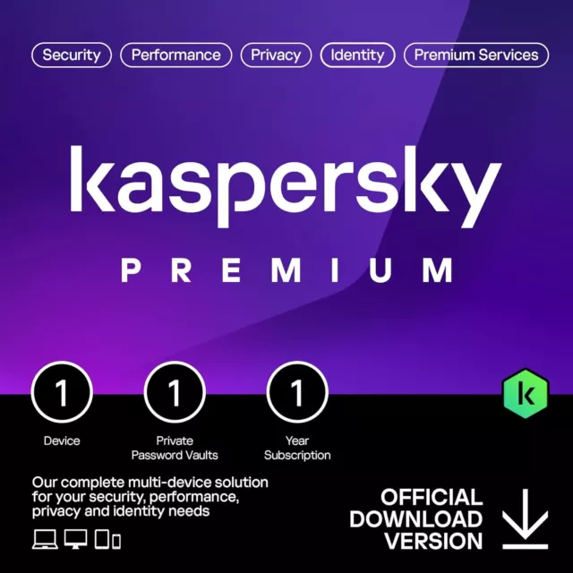 Kaspersky Premium Total Security 2024 1, 3, 5, 10, 20 Dispositivo 1 Año Clave de Descarga