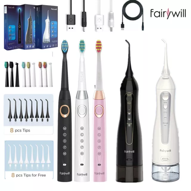 Fairywill Sonic Toothbrush Electric Water Flosser Oral Irrigator Teeth Cleaning