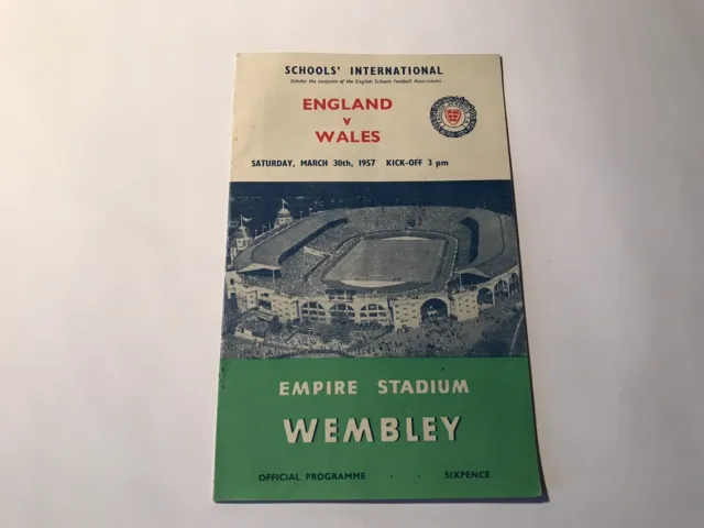 Schools International  Football England v Wales 1957 Football Programme